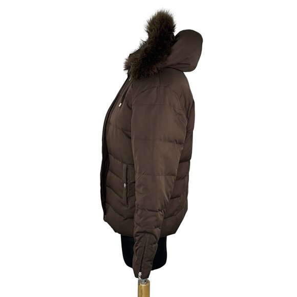 Style & Co Womens Hooded Down & Feathers Coat Brown S - Picture 3 of 4